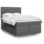 vidaXL Sommier à lattes de lit avec matelas Gris foncé 140x200cm Tissu