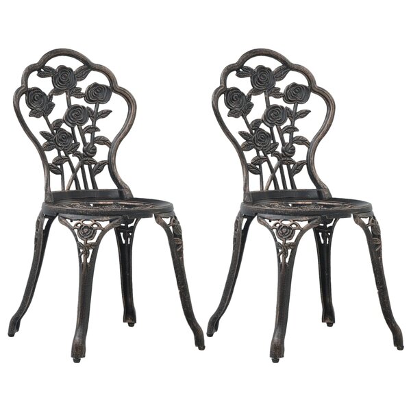 vidaXL Chaises de bistro lot de 2 Bronze Aluminium coulé