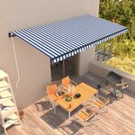 vidaXL Auvent rétractable automatique 600x300 cm Bleu et blanc