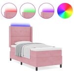 vidaXL Lit à Ressorts avec Matelas LED Manuel Rose 90 x 190 cm Velours