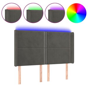 vidaXL Tête de lit à LED Gris foncé 147x16x118/128 cm Velours