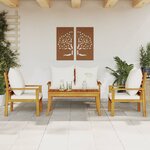 vidaXL Salon de jardin 4 Pièces avec coussins Bois d'acacia solide