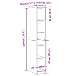 vidaXL Armoire en chêne noir - 30 x 50 x 200 cm  faite en bois technique.