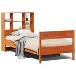 vidaXL Lit bibliothèque sans matelas cire marron 90x190 cm pin massif