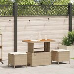 vidaXL Ensemble de salle à manger pour jardin 3 Pièces Beige Poly rotin