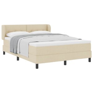 vidaXL Lit à ressorts avec matelas Crème 140 x 200 cm tissu