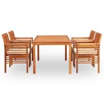 vidaXL Ensemble à manger d'extérieur 5 Pièces et coussins Acacia solide
