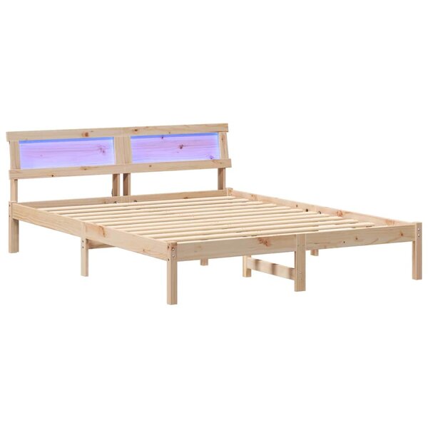 vidaXL Cadre de lit avec tête de lit Marron 150 x 200 cm Pin massif
