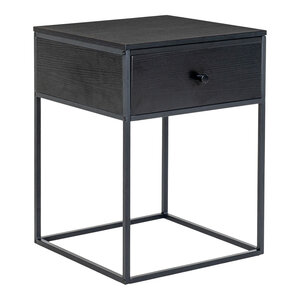 Table d'appoint avec tiroir noir 40 x 40 x 55 cm