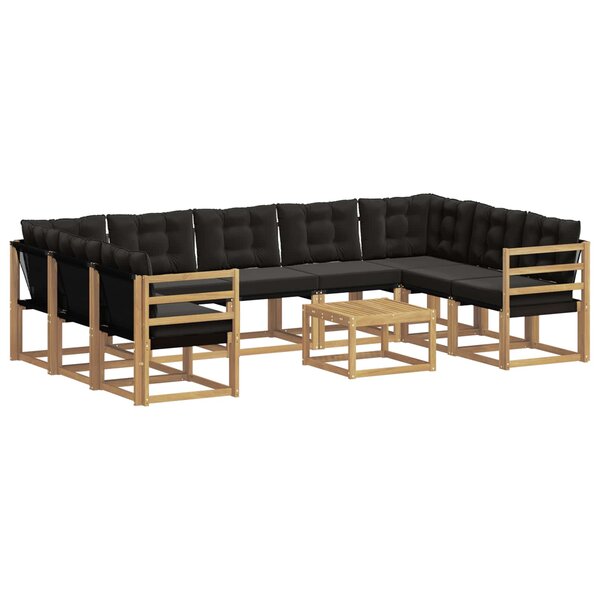 vidaXL Ensemble de canapés d'extérieur 10 pc Blanc et noir