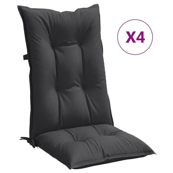 vidaXL Coussins de chaise à dossier haut lot de 4 anthracite mélangé