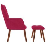 vidaXL Chaise de relaxation avec tabouret Bordeaux Velours
