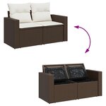 vidaXL Salon de jardin 4 Pièces avec coussins marron résine tressée