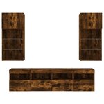 vidaXL Unités murales TV avec LED 5 Pièces chêne fumé bois d'ingénierie