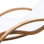 Chaise longue fauteuil berçant à bascule transat bain de soleil rocking chair en bois charge 120 Kg blanc