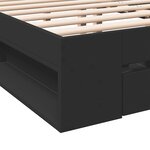 vidaXL Cadre de lit et tiroirs noir 120x190 cm bois d'ingénierie
