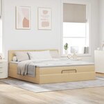 VidaXL Cadre de lit ottoman avec matelas crème 200x200 cm tissu