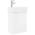 vidaXL Meuble de salle de bain avec robinet Blanc brillant