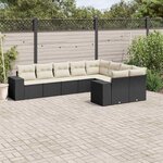 vidaXL Salon de jardin 9 Pièces avec coussins noir résine tressée