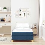 vidaXL Lit à ressorts Bleu  marron 80 x 200 cm Tissu  Bois Engineered