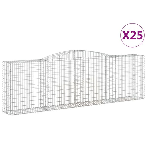 vidaXL Paniers à gabions arqués 25 Pièces 400x50x120/140 cm Fer galvanisé