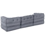 Sofa Pouffe Modulaire 3 Places Convertible en Tissu Gris vidaXL