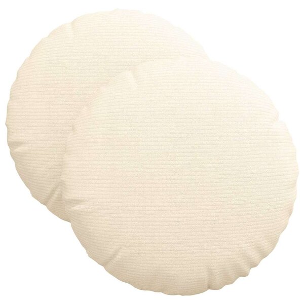 vidaXL Coussins de siège 2 Pièces Crème Ø 40 cm Tissu en velours côtelé