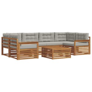 vidaXL Ensemble de canapés d'extérieur 7 pc Gris Naturel et Clair