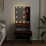 vidaXL Ensemble de coiffeuse avec LED vieux bois bois d'ingénierie