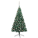 vidaXL Demi-arbre de Noël artificiel pré-éclairé et boules vert 180 cm