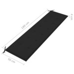 vidaXL Banc de jardin avec coussin noir 175 cm Teck massif