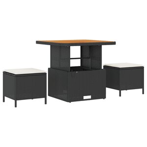 Ensemble de Canapé de Jardin de 12 Pièces vidaXL avec Coussins Noir en Poly Rattan Acacia