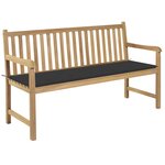 vidaXL Banc de jardin avec coussin anthracite 150 cm Teck massif