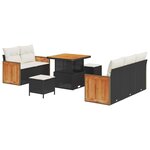 vidaXL Ensemble de canapé de jardin avec coussin 8 Pièces Noir et Crème