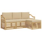 vidaXL Ensemble de canapés d'extérieur 4 Pièces Blanc et Beige Polyester