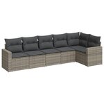 vidaXL Salon de jardin 6 Pièces avec coussins gris résine tressée