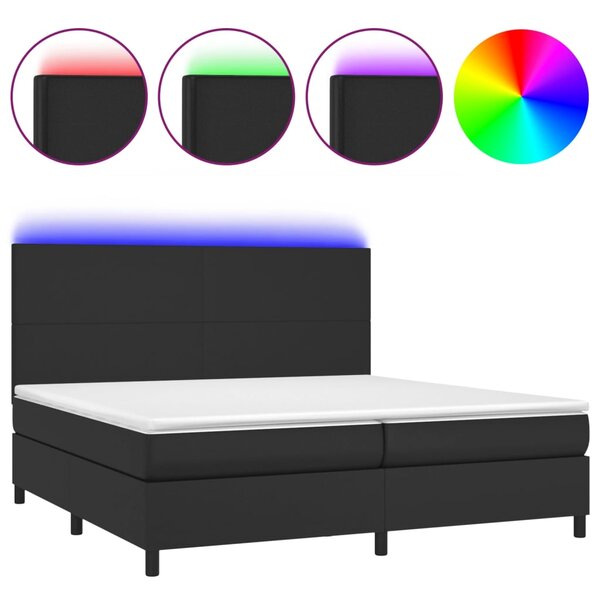 vidaXL Sommier à lattes de lit avec matelas et LED Noir 200x200 cm