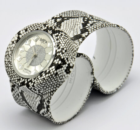 Montre classic bracelet python et cadran crystal flower