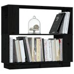 vidaXL Bibliothèque/Séparateur de pièce Noir 80x25x70 cm Pin solide