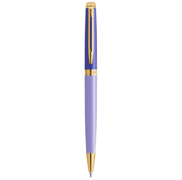 Stylo bille waterman hémisphère  laque violette  finition en plaqué or  recharge bleue pointe moyenne  coffret cadeau