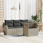 vidaXL Ensemble de 5 pièces de canapés de jardin avec coussins en poly rotin gris clair