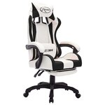 vidaXL Fauteuil de jeux vidéo avec LED RVB Noir et blanc Similicuir