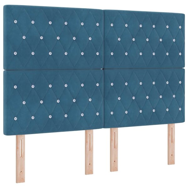 vidaXL Tête de lit LED avec bandes LED Bleu foncé 144 cm Velours