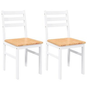 vidaXL Chaises à manger 2 Pièces blanc bois massif caoutchouc