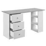 Bureau table de bureau poste de travail informatique avec 3 tiroirs bois mélaminé 120 cm blanc et gris 03_0004710