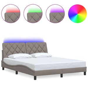 vidaXL Cadre de lit avec LED sans matelas taupe 160x200 cm tissu