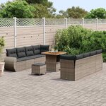 vidaXL Ensemble de canapé de jardin 11 Pièces Gris Poly rotin
