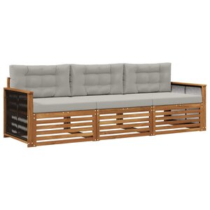 vidaXL Ensemble de canapés d'extérieur 3 pc Naturel et gris clair