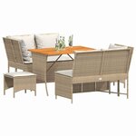 vidaXL Salon de jardin avec coussins 5 Pièces beige résine tressée