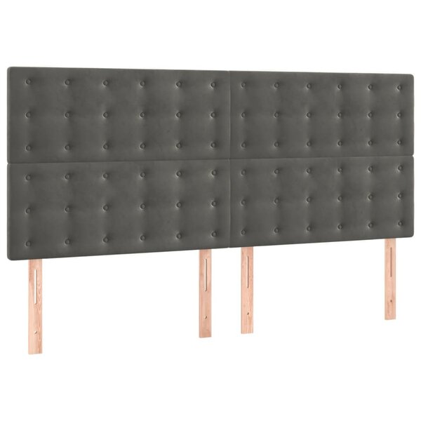 vidaXL Tête de lit Gris foncé 200 x 5 x 118/128 cm Velours